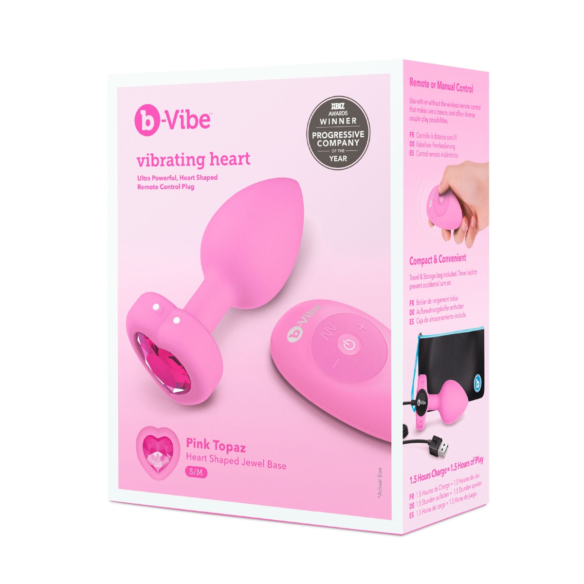 b-Vibe Vibrating Heart Plug Pink S/M