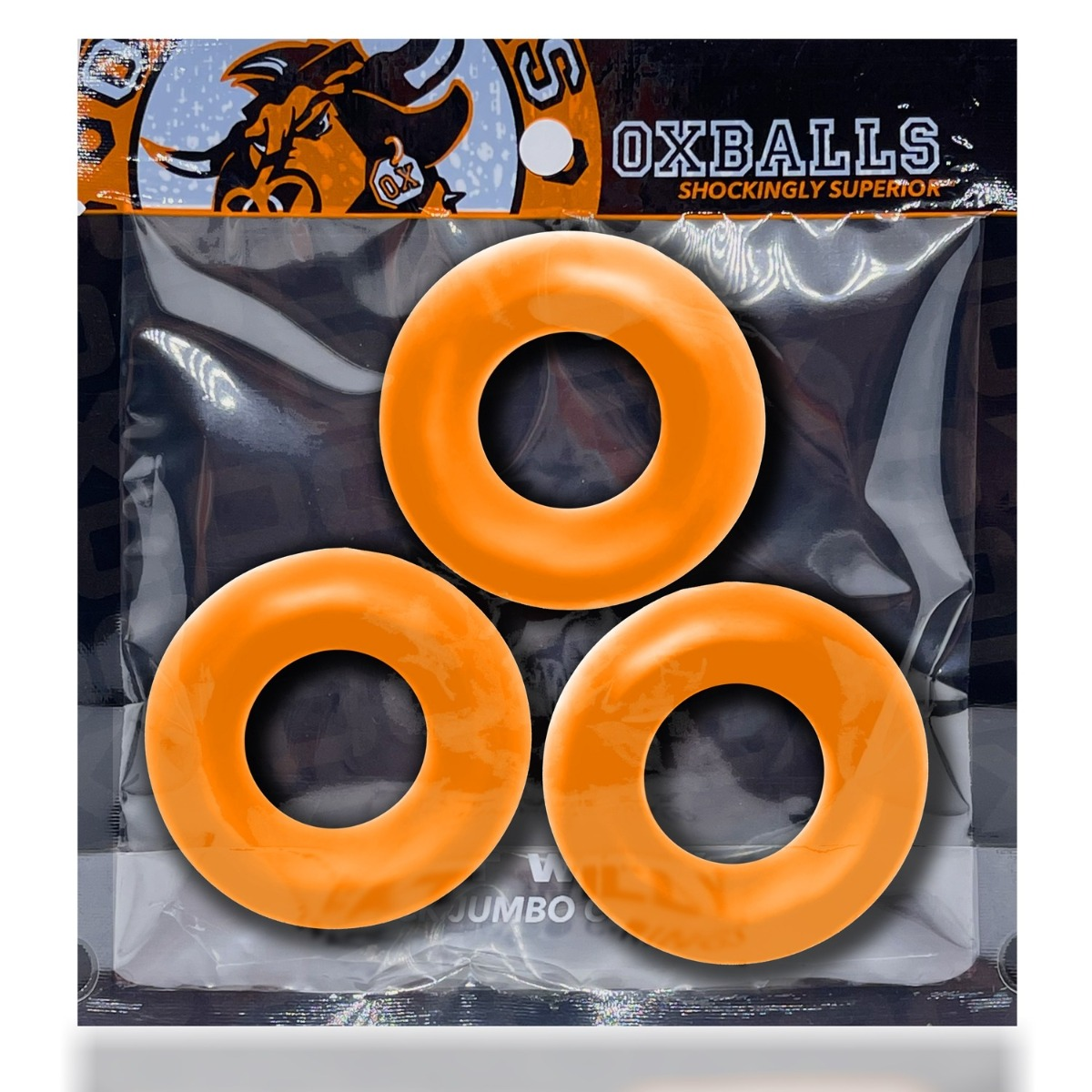 Oxballs Fat Willy 3 Pack Jumbo Cock Rings Orange