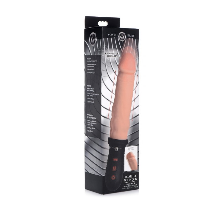 Master Series 8X Auto Pounder Vibrating and Thrusting Dildo With Handle Light