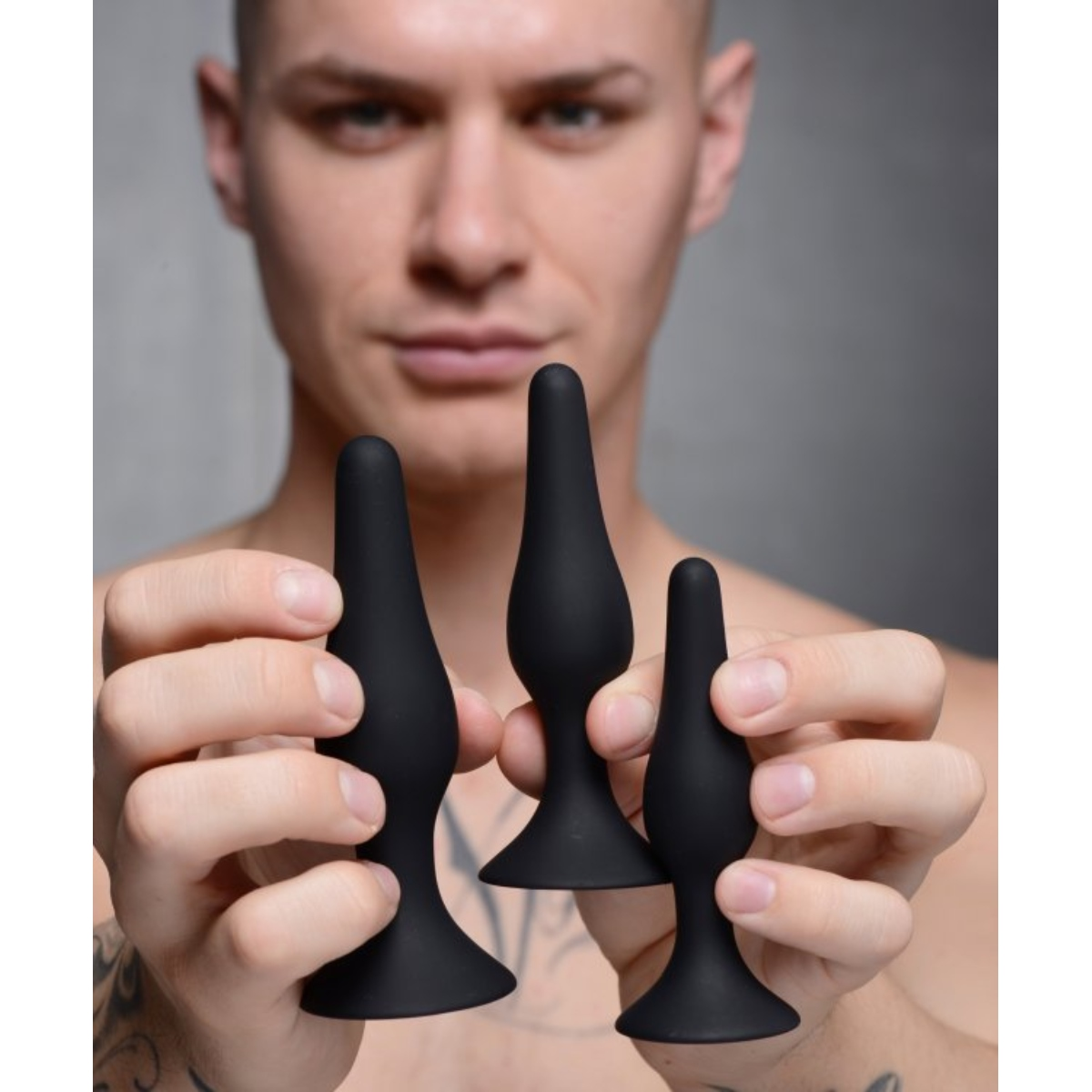 Master Series Triple Spire Tapered Silicone Anal Trainer Set Black