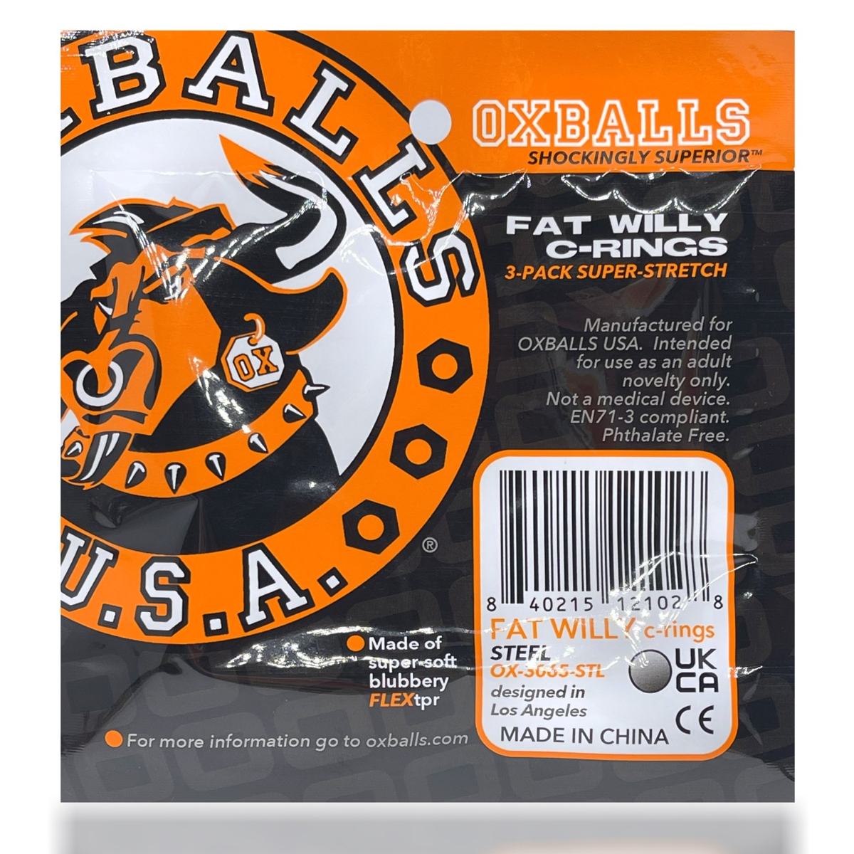 Oxballs Fat Willy 3 Pack Jumbo Cock Rings Orange