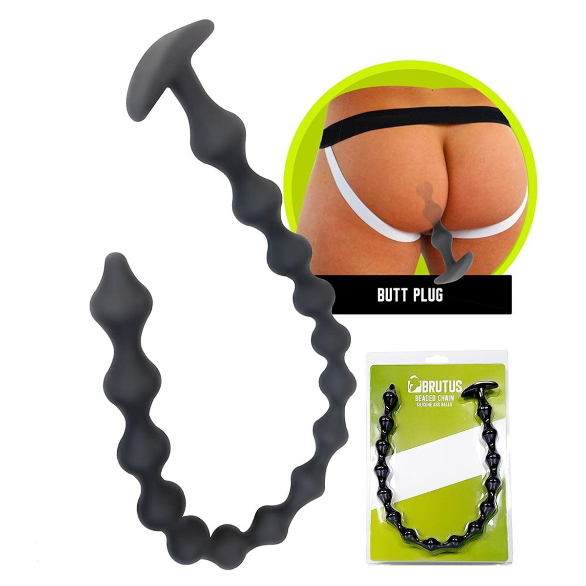 BRUTUS Beaded Chain - Silicone Ass Balls