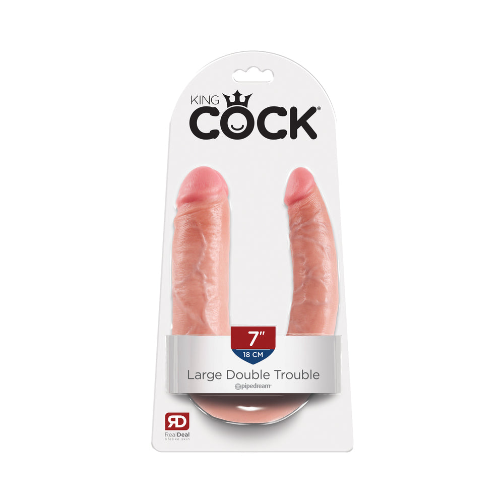 U Shaped Large Double Trouble Dildo - Beige