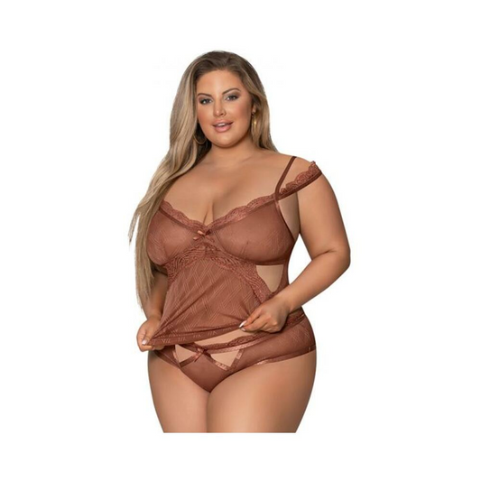 Magic Silk Caramel Kiss Cami & Boyshort Carmel Queen  Size