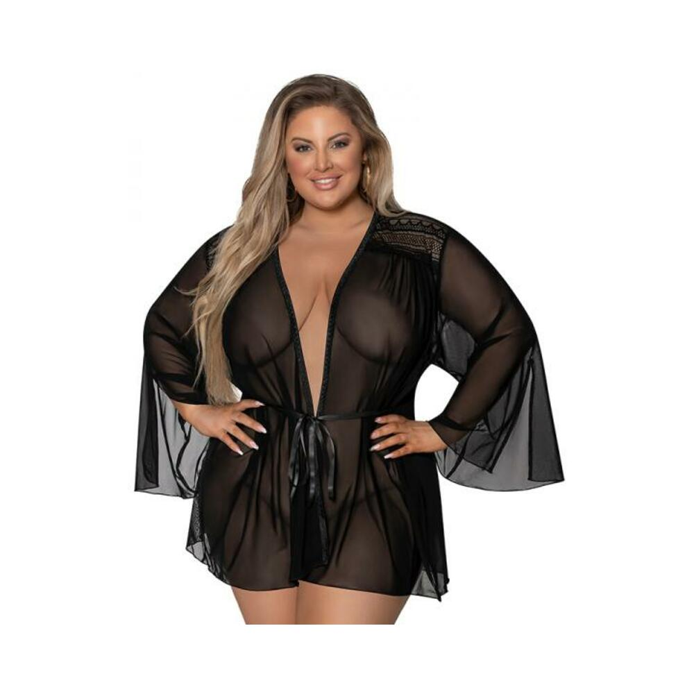 Magic Silk Modern Romance Short Robe Black Queen Size