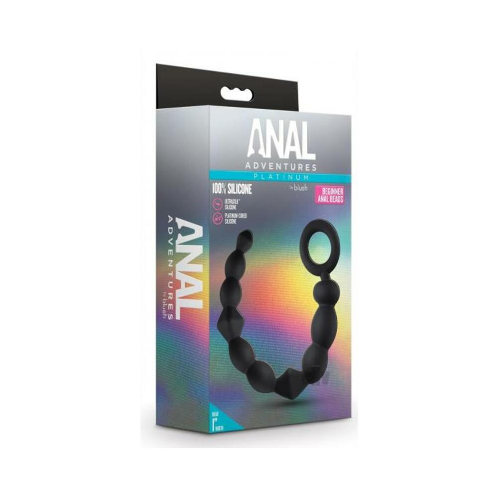 Anal Adventures Platinum Silicone Beginner Anal Beads Black