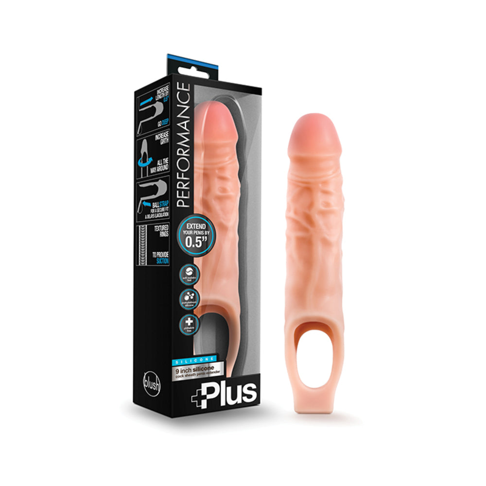 Performance Plus - 9 Inch Silicone Cock Sheath Penis Extender - Vanilla